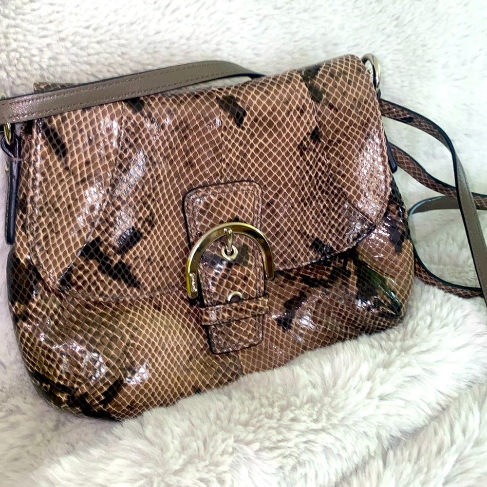 Coach Snakeskin Embossed Crossbody Bag W Buckle